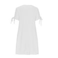 thumbnail image 5 of Aboser Womens Summer Short Dress V Neck Short Sleeve Sundresses Hollow Out A Line Mini Dresses Ruffle Cute Casual Beach Party Dresses, 5 of 6