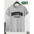 thumbnail image 3 of Boston Est. 1997 Graphic Men's T-Shirt - 100% Cotton, Casual Crew Neck, Short Sleeve (Gray,S-2XL), 3 of 7