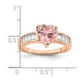 thumbnail image 2 of 925 Sterling Silver Rose Plated Crystal Love Heart and White Cubic Zirconia Baguette Ring Size 8 2.03mm Wide Statement R, 2 of 2