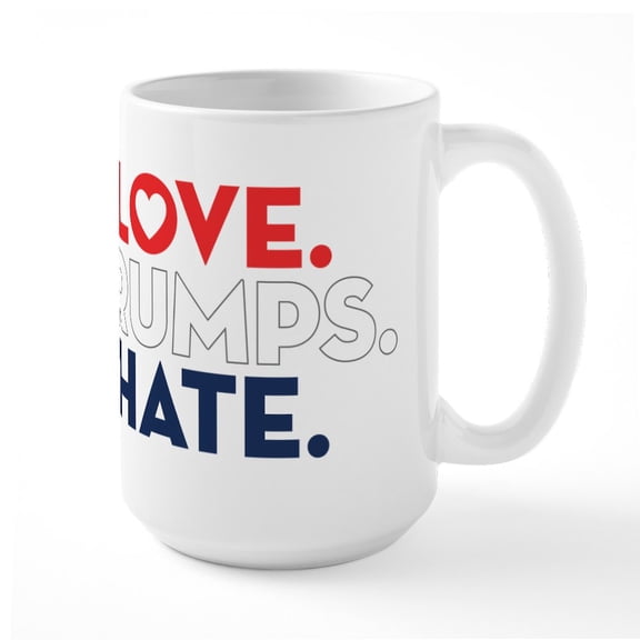 CafePress - Love Trumps Hate Large Mug - 15 oz Ceramic Large White Novelty Mug
