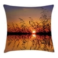 thumbnail image 1 of Nature Decor Throw Pillow Cushion Cover, Lake Sunset with Long Reeds Romantic Botanical Ombre like Scenery Photo Image, Decorative Square Accent Pillow Case, 18 X 18 Inches, Multicolor, by Ambesonne, 1 of 2