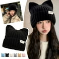 thumbnail image 2 of Cute Cat Ears Beanies For Women Autumn And Winter Warm Ear Protection Versatile Pullover Knitted Hats, 2 of 10