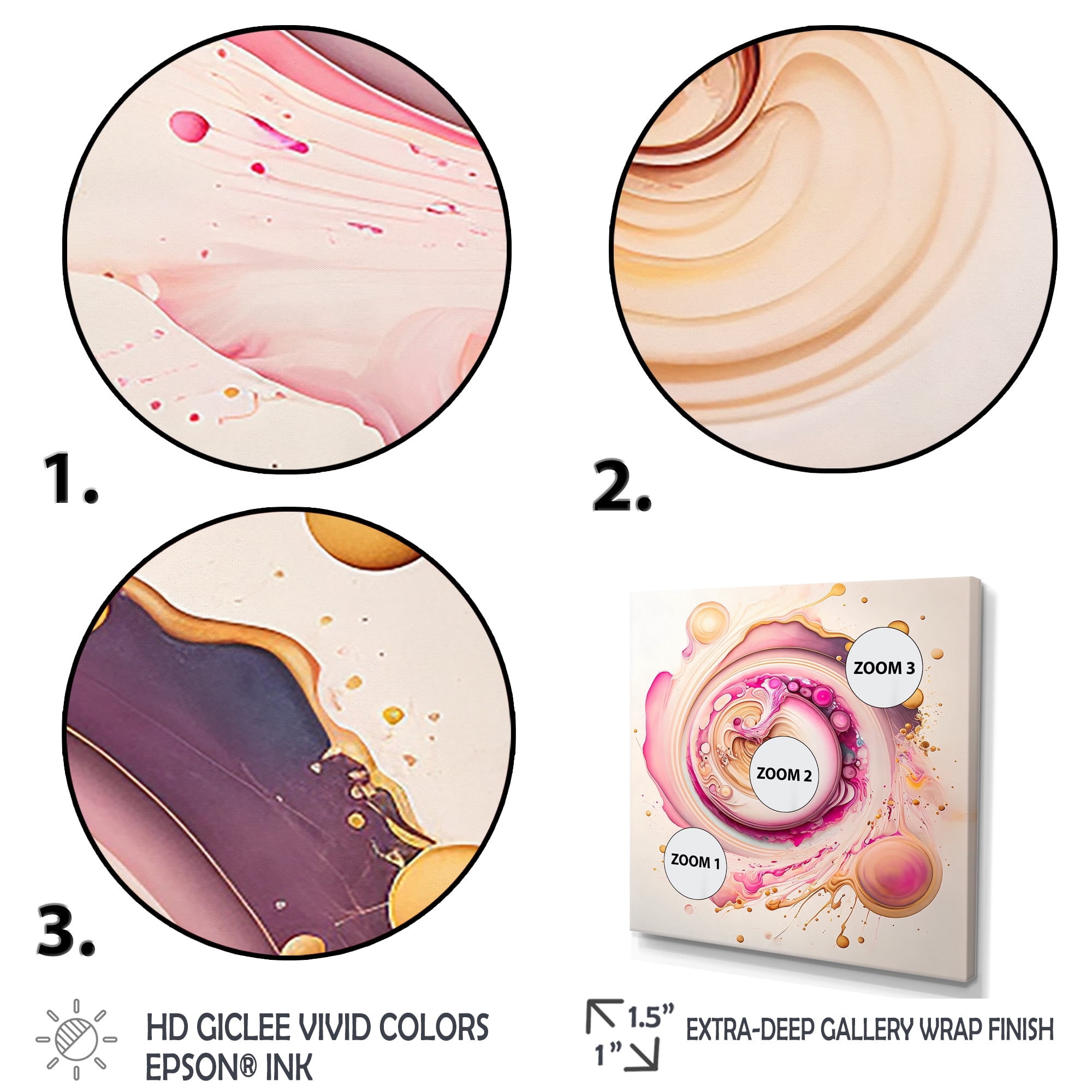 Designart Pink Liquid Swirl Canvas Wall Art