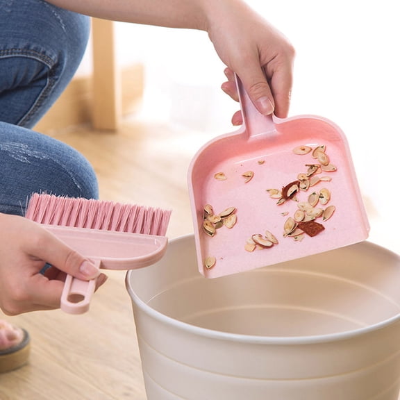 HOOWIFFY Efficient Pink Broom and Dustpan Set for Narrow Spaces and Pets