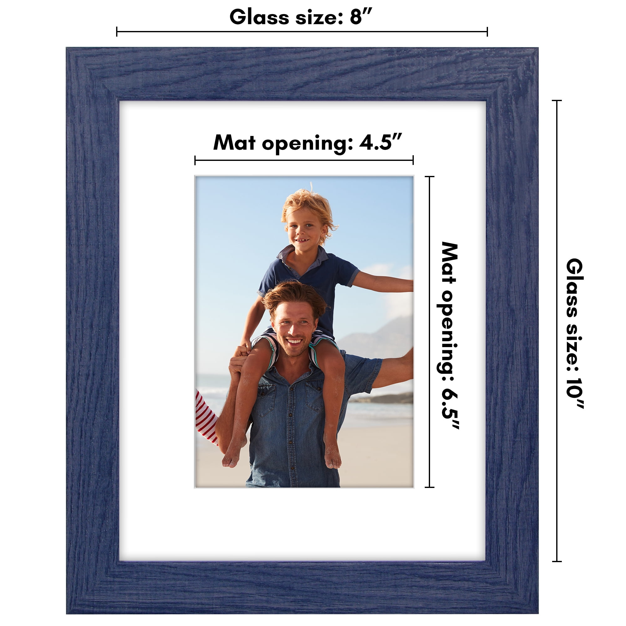 Americanflat 8x10 Picture Frame with Shatter-Resistant Glass Fits 5x7 Photos with Mat Hudson Distressed - Blue
