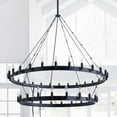thumbnail image 2 of Aiwen 2 Tiers Oversize Wagon Wheel Chandelier Matte Black Metal Frame Industrial Rustic Decorative Ceiling Light, 2 of 8