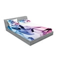 thumbnail image 2 of Ambesonne Abstract Fitted Sheet & Pillow Sham Set, Colorful Smoke Flow, Queen, Fuchsia Blue, 2 of 2
