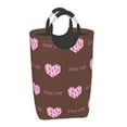 thumbnail image 1 of Waterproof Collapsible Laundry Hamper, Brown Floral Heart Pattern Aluminum Handle Laundry Bag, 50L, 1 of 6