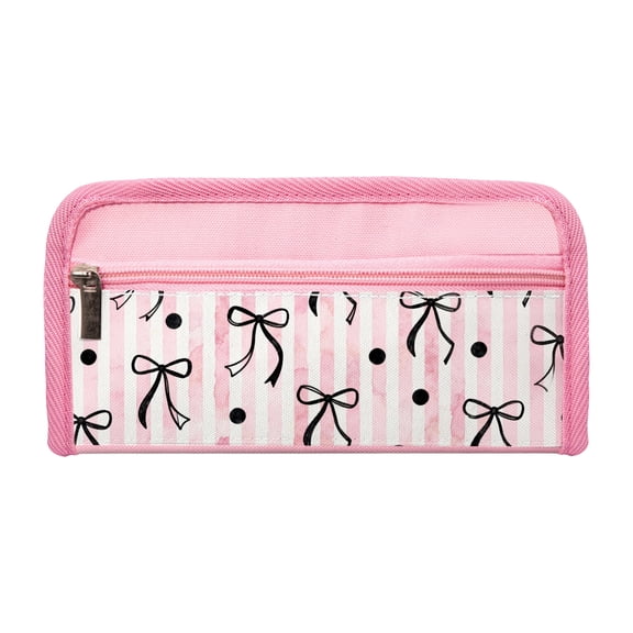Bow Pattern Pink Pencil Case,Portable and foldable