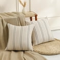 thumbnail image 3 of COOKCOK Throw Pillow Covers 20x20 Set of 2 Striped Pillow Covers Textured Linen Decorative Pillows Square Cushion Covers for Sofa Couch Bed Living Room Farmhouse Decor, Grey, 3 of 7