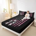 thumbnail image 4 of Homewish Cartoon Ribbon Bowknot Queen Sheet Sets, Rustic Pink Camouflage US Flag Flat Sheet,4-Piece, 4 of 7