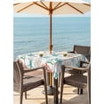 thumbnail image 3 of Outdoor Tablecloths with Umbrella Hole & Zipper, Teal Red Coastal 60x60 Inch Square Tablecloths, Beach Nautical Sea Turtle Coral Starfish Vintage Waterproof Table Cloth, Patio/Pool Table Covers, 3 of 8