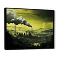 thumbnail image 2 of Designart "Monochrome Chimneyscape Of The Factory I" Factories Floater Framed Wall Decor, 2 of 5