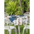 thumbnail image 2 of Spring Leaves Flowers Outdoor Tablecloth - 54 Inch Round Dining Table Cover, Rustic Flower Pastoral Botanical Waterproof Outdoor Table Cloth with Umbrella Hole & Zipper for Picnic/Patio/Party, 2 of 7