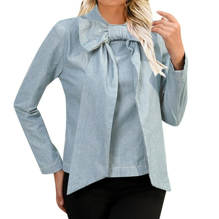 

Womens Youth Denim Bra Chain Shirt Long Jeans Tunic Bow Top