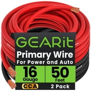 GearIT Primary Automotive Wire 16 Gauge (50ft Each - Black/Red) Copper Clad Aluminum CCA - Power/Ground for Battery Cable, Car Audio, Wire, Trailer Harness, Electrical Wire - 100 Feet Total 16ga Wire