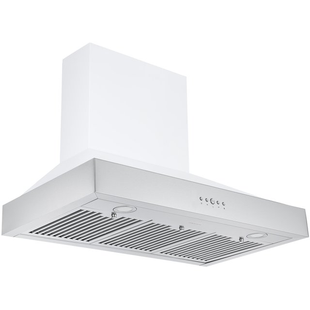 Ancona Capot de la Gamme 36 in. Produced Wall Mount Pyramid en Acier Inoxydable & Blanc