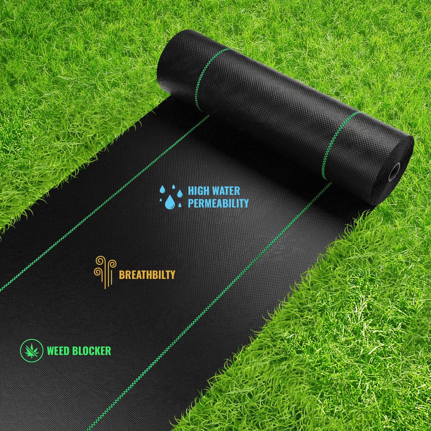 SEALTECH Premium 3.5 OZ Pro Garden Heavy Duty Weed Barrier Landscape Fabric, 5‘ X 50‘
