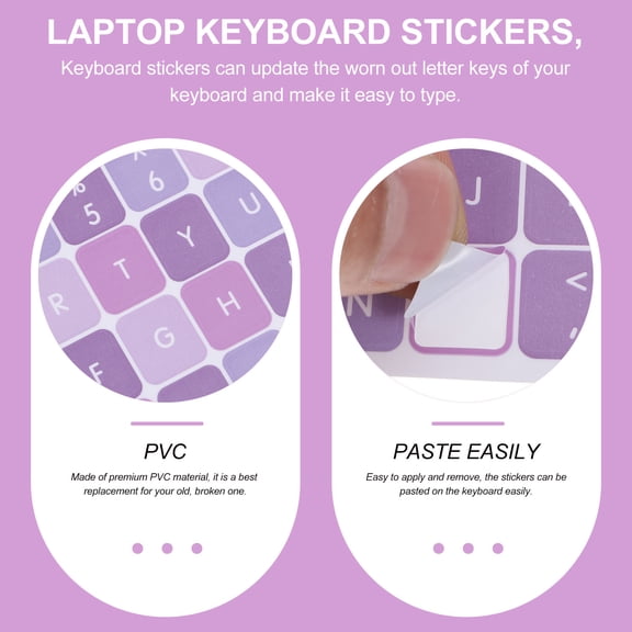 Luxshiny 6-Pack Keyboard Stickers for Desktop and Laptop, PVC Material Replacement Keys