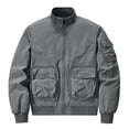 thumbnail image 1 of RXIRUCGD Men's Solid Color Pocket Loose Motorcycle Outdoor Flight Suit Plus Size Workwear Jacket, Gray, Size: L, 1 of 6