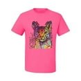 thumbnail image 2 of Wild Bobby Dean Russo Colorful Cat Abyssinian Cat Lover Men Graphic Tee, Neon Pink, 4X-Large, 2 of 5