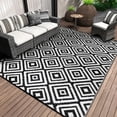 thumbnail image 4 of Aonewoe Outdoor Rug 8x10 Waterproof Reversible Camping Rug Patio Rug Plastic Straw Rug Outside Indoor Outdoor Area Rug for Patio Deck Balcony Picnic Beach, Black & White, 4 of 9