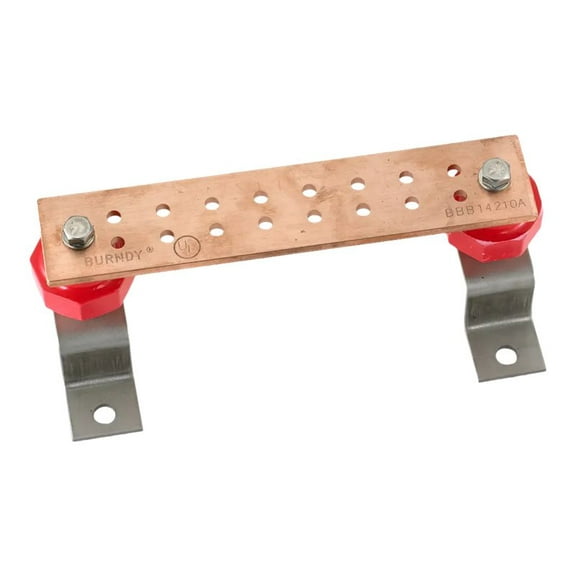 Hubbell Premise Wiring Busbar,Copper,Grounding Bar L 10in HBBB14210A
