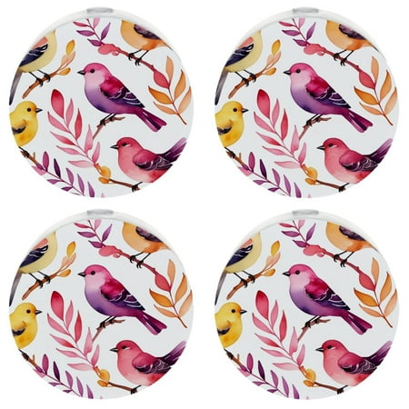 

YZUOUZY Night Light Nightlight a Set of 4 Pink Birds Leaves Watercolor