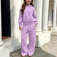 thumbnail image 6 of Cethrio Girls Outfit Sets Long Sleeve, 2 Piece Casual Fleece-Lined Girls' Clothing Sets Purple Size 9-10 T, 6 of 8