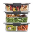 thumbnail image 1 of Rubbermaid 2108371 - Juego de 12 recipientes de pl&aacute;stico con tapas, a prueba de fugas, estilo caja de Bento, para s&aacute;ndwich y ensalada, transparente, 1 of 7
