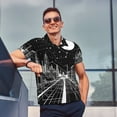 thumbnail image 4 of Honeii Futuristic Moonlit Cityscape Print Polo Shirt, A Classic Short-Sleeved, Button-Down Golf Shirt for Men,Mens Polo Shirts Short Sleeve-Large, 4 of 6