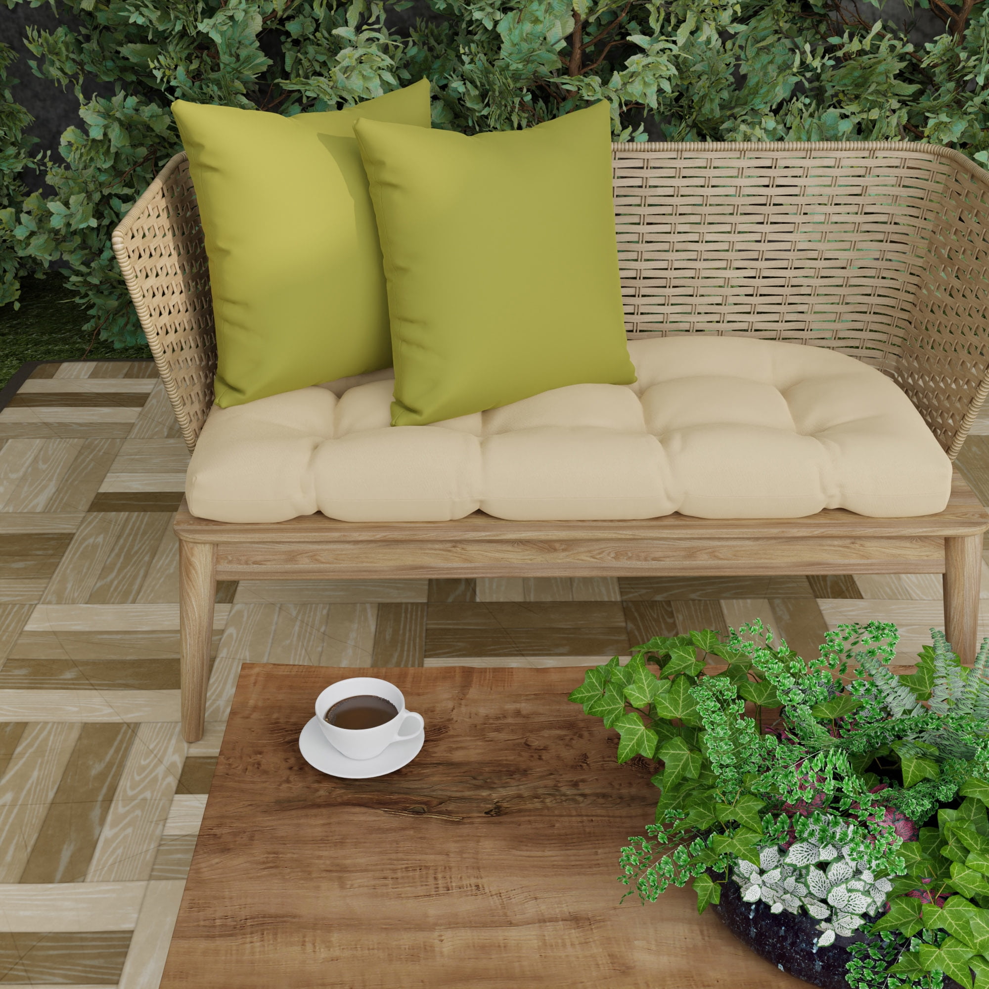 18" Solid Veranda Kiwi Outdoor Throw Pillow
