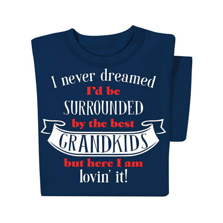 Best Grandkids Navy Novelty T-Shirt with Crew Neckline - Gift Idea for Grandpa or