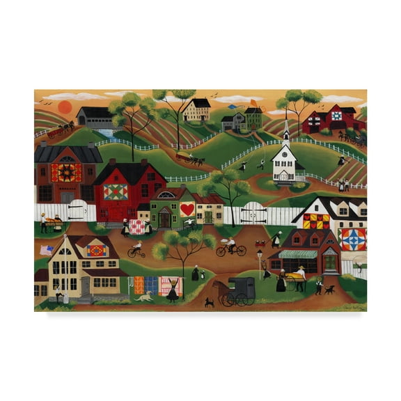 Cheryl Bartley 'Amish Quilt Village' Canvas Art