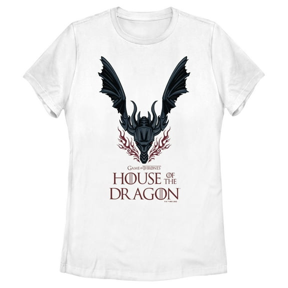 Women's Game of Thrones: House of the Dragon Fire-Breathing Dragon Logo Graphic Tee White Large