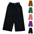 thumbnail image 4 of KAUOD Kids Corduroy Cropped Flare Pants Elastic High Waist Ribbed Bell-Bottom Sweatpants Boys Girls Wide Leg Baggy Trousers, 4 of 4