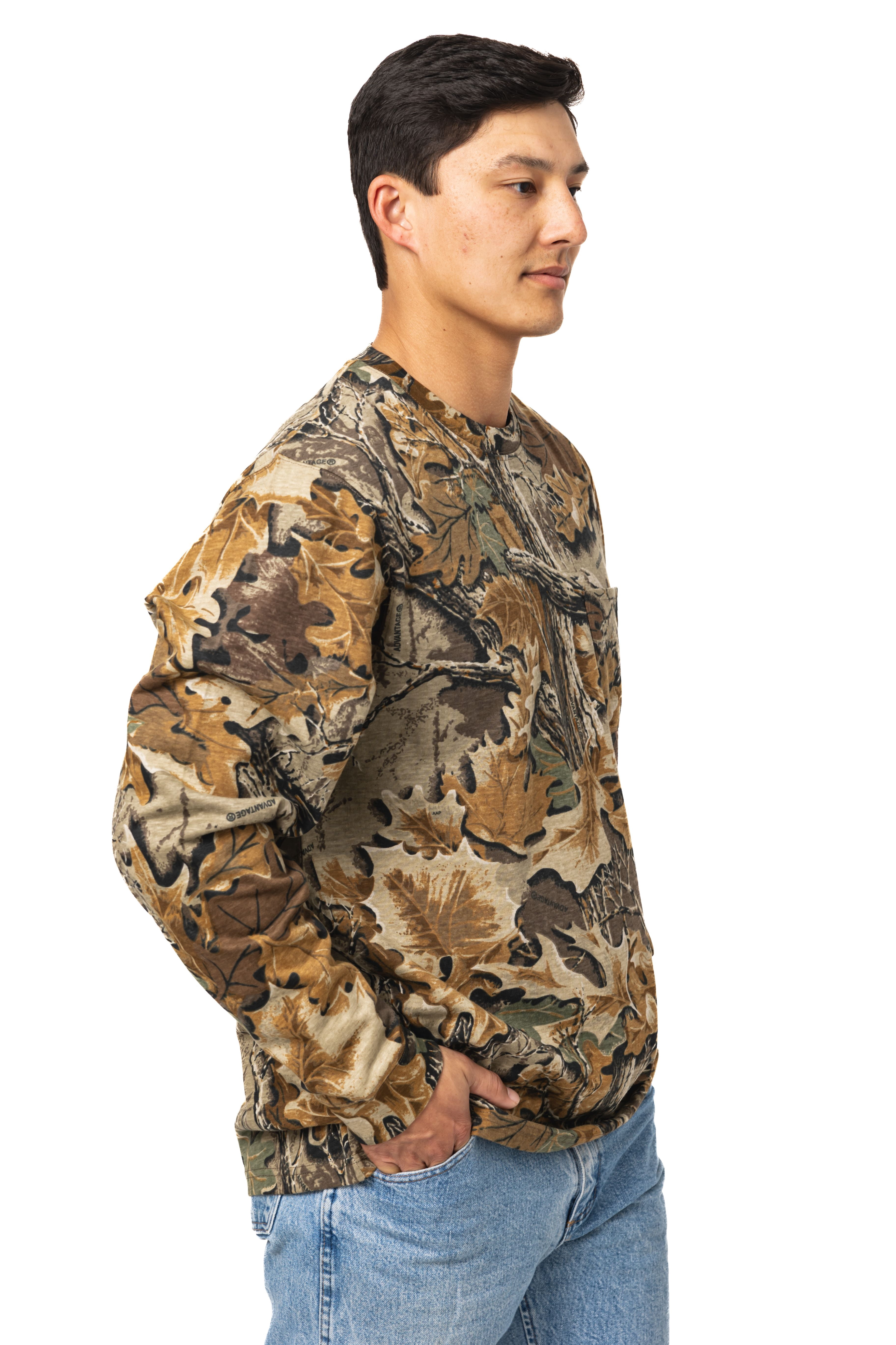 Realtree Men’s Long Sleeve  Hunting Cotton Shirt, Advantage Classic Camo , Relaxed Fit, Size S-5X