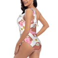 thumbnail image 4 of Gaeub Sloth with Donuts1 Women's One Shoulder Ruffle Tummy Control Swimwear for Swimming Surfing Beach Party - XX-Large, 4 of 8