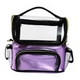 thumbnail image 3 of Bolsa para brochas de maquillaje de gran capacidad, impermeable, con divisor ajustable, portátil, con asa, bolsa organizadora de maquillaje de viaje Púrpura, 3 of 8