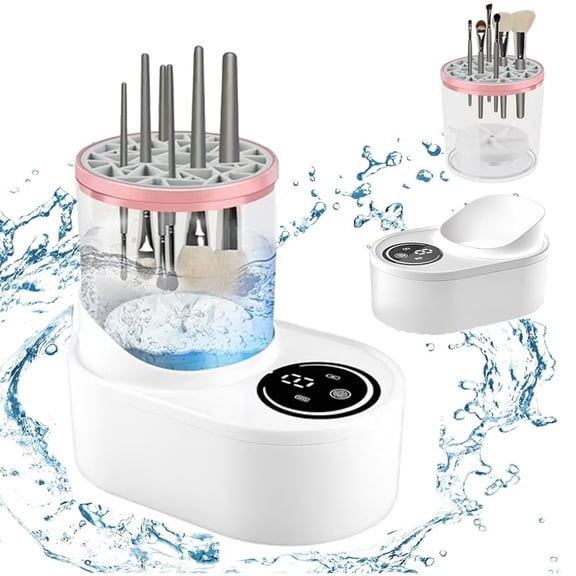 Wiher Makeup Brush Cleaner,Electric Makeup Brush Tool with Touch Screen,Forward and Reverse Cleaning and Wet/Dry Separation Function No Damage the Bristles for All Size Brushes Gift for Women Wife