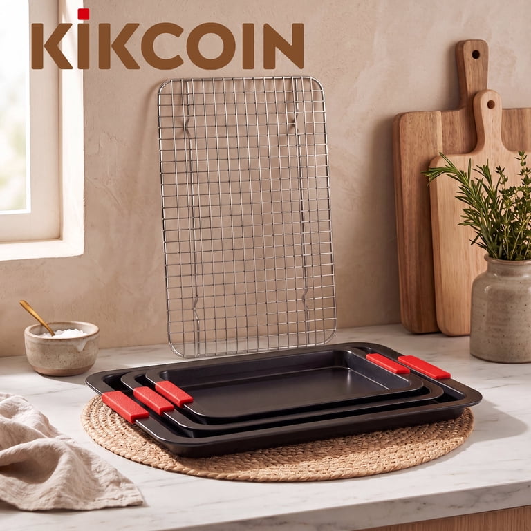 Kikcoin 4-Piece Baking Sheets Set with Cooling Rack photo 2