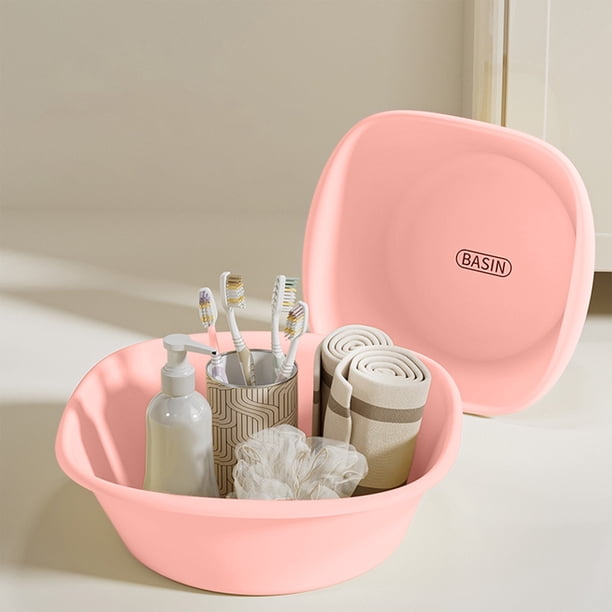 Lavadero grande de plástico | Lavadero cuadrado multiusos para pies, verduras y ropa | Diseño resistente y grueso | Azul, caqui, blanco y rosa