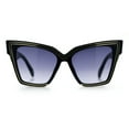 thumbnail image 3 of Luxe Oversized Horned Rectangular Cat Eye Glitzy Fashion Sunglasses Black - Smoke, 3 of 8