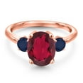 thumbnail image 3 of Gem Stone King 3.40 Ct Oval Red Mystic Quartz Blue Sapphire 18K Rose Gold Plated Silver Ring, 3 of 6