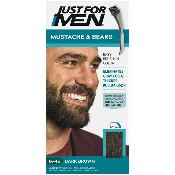Just For Men Mustache & Beard, Beard Coloring for Gray Hair with Brush