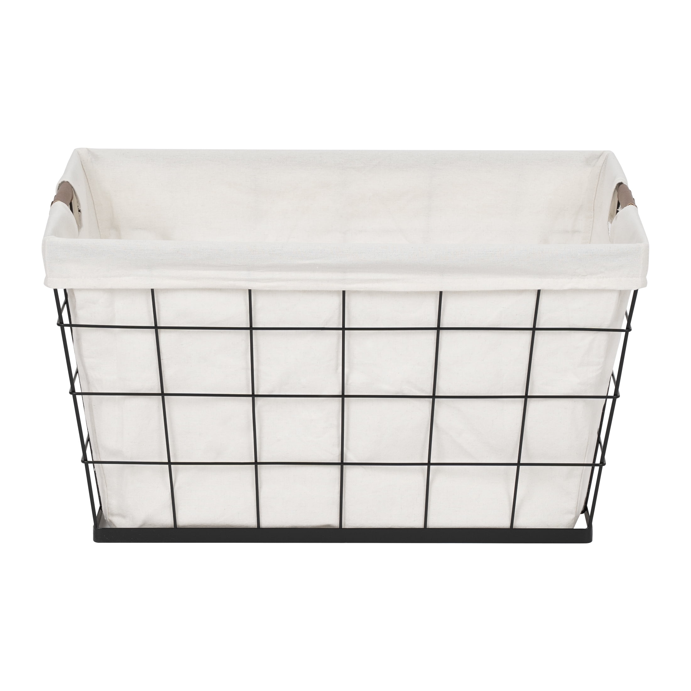 (2 pack) Better Homes & Gardens 60L Rectangular Steel Laundry Basket, Black & Natural, Adult