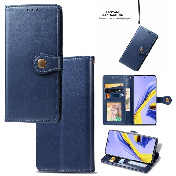 Wallet Case for Samsung S10 Magnetic Clasp Folio Kickstand Premium Leather Case with Hand Strap, [RFID Blocking] Credit Card Slots Shockproof TPU Inner Cover for Samsung Galaxy S10, Blue