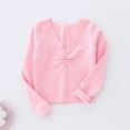 thumbnail image 2 of Autumn Winter Toddler Girls Long Sleeve Warm Solid Color Blouse Ballet Wrap Tops Velvet Dance Sweater Pink Kids Homewear 8 Years-10 Years, 2 of 6