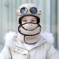 thumbnail image 1 of Full Face Winter Warm Women Man Ski with Glasses Mask Thermal Trapper Hat Windproof Beanies Cycling Caps BEIGE, 1 of 8