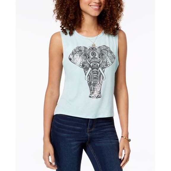 Rebellious One Juniors Graphic Tank Top (Light Blue, L)